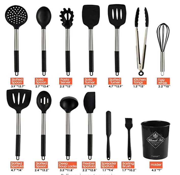 Meltproof Stainless Steel And Silicone Cooking Utensils Heat Resistant