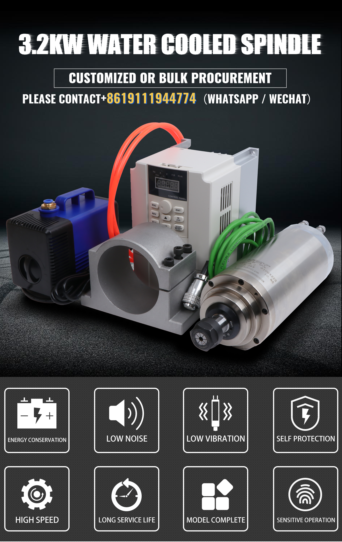 GDZ100-3.2 Water Cooling CNC Router Lathe Engraving Machine with 24000rpm High Speed