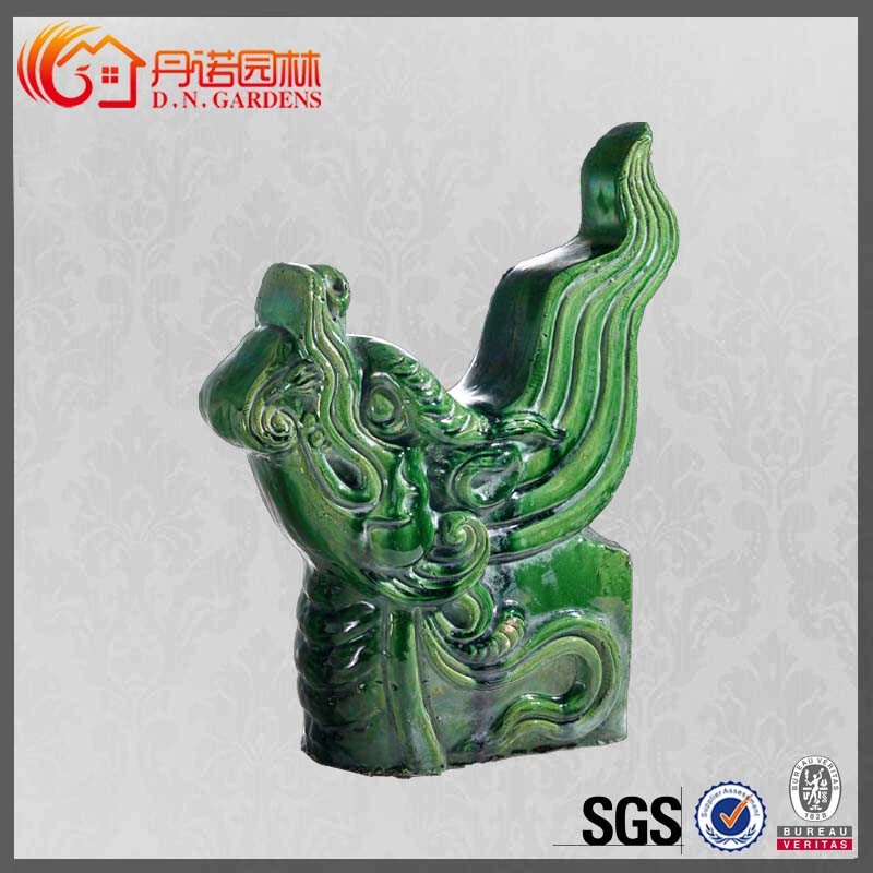 Gazebo Asian Ceramic Figurines Temple Dragon Roof Ridge Ornaments