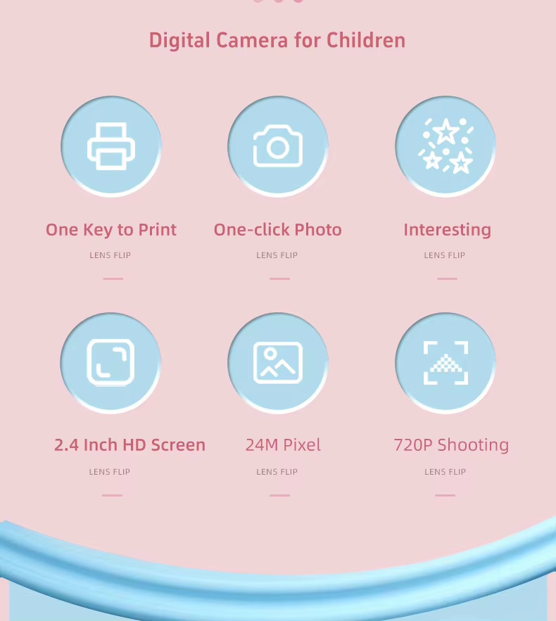 Countdown Shooting And Selfie Childrens Printable Camera Pink Blue 720P Photography