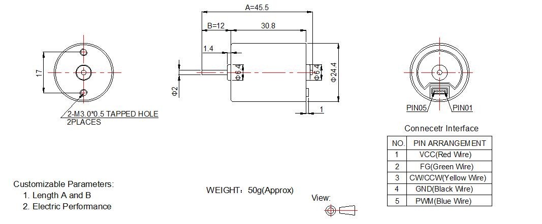 Low Noise 24 Volt Brushless Motor , 2000 - 9000 RPM DC Motor For Small Home Appliance