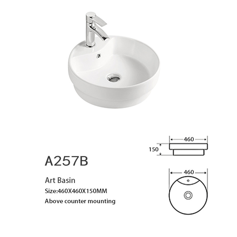 Vessel Counter Top Bathroom Sink 40cm Round Countertop Basin With Overflow