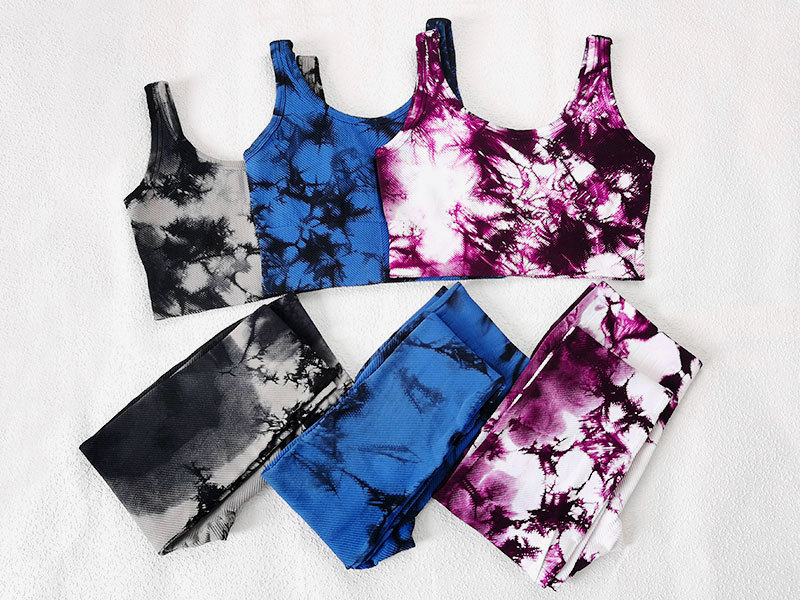 Unicorn Yoga Sports Bra Leggings Set Blue Tie Dye Workout Set 1.3'' Wide