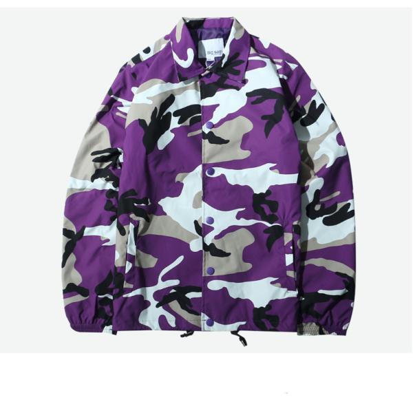 New Plus Size Coach Blue Camo Jacket , Twill Coach Jacket Eco Friendly