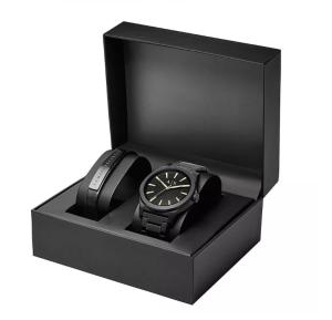 China Black Cardboard Watch Box Gift Packaging 2mm Thickness ISO9001:2008 wholesale
