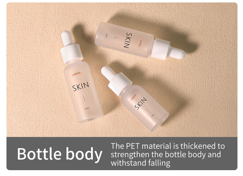 1oz 30ml PET Plastic Bottle Luxury Push Button Dropper Bottle Clear Scrub For Serum And Lotion