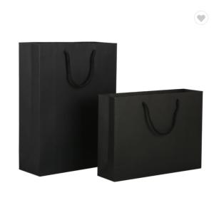 China ODM Matte Lamination Paper Bag Packaging Custom Logo Black Shopping Bag wholesale