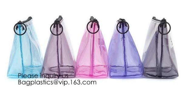 Eco ladies cosmetic bag PU leather pvc cosmetic pouch,Reusable Ladies Girls Clear Transparent PVC Cosmetic Pouch