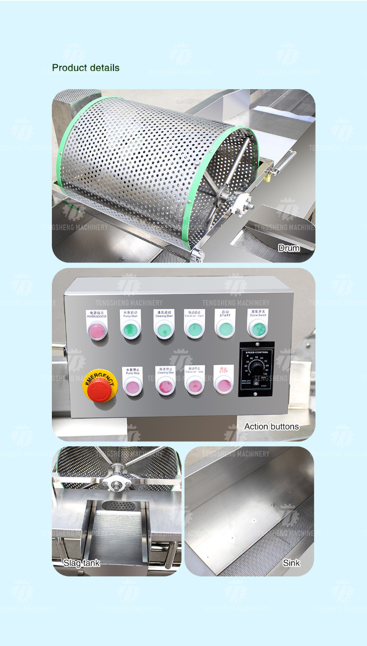 1000KG/H Supply of eddy current washing machine commercial fruit and vegetable washing machine drain spray vortex out