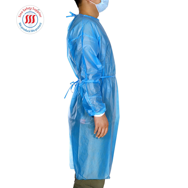 CE EN14126 AAMI Pb70 Disposable Lab Coats PP PE Coated Non Woven Isolation Gown