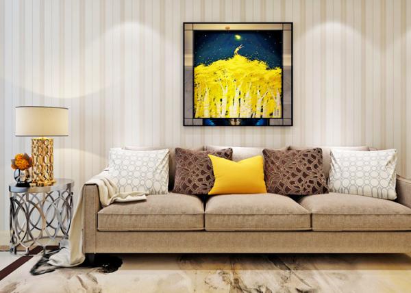Beige Non Woven Home Wallpaper Modern Wallcovering For Living Room , Stripes