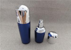 China Blue Color Acrylic Lotion Dispenser , Acrylic Empty Lotion Bottles With Pump wholesale