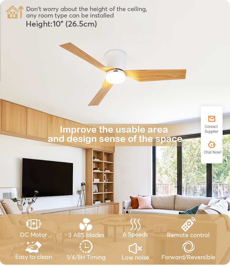52 inches Remote LED Ceiling Fan with Dimmable 3 Color Light Motor Type DC Pure Copper