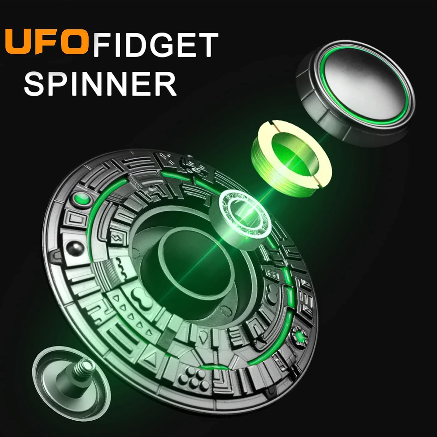 Metal Fidget Spinners for Kids Adults Luminous Night Effects UFO Finger Hand Spinner
