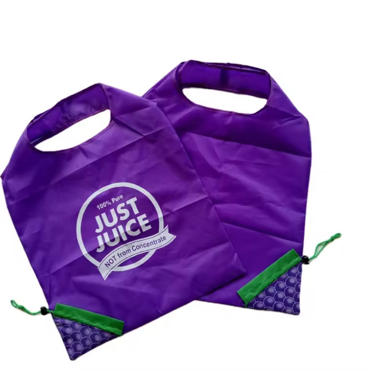 Custom Made Foldable Polyester Tote Bag Grape Polyester Nylon Collapsible Grocery Bags