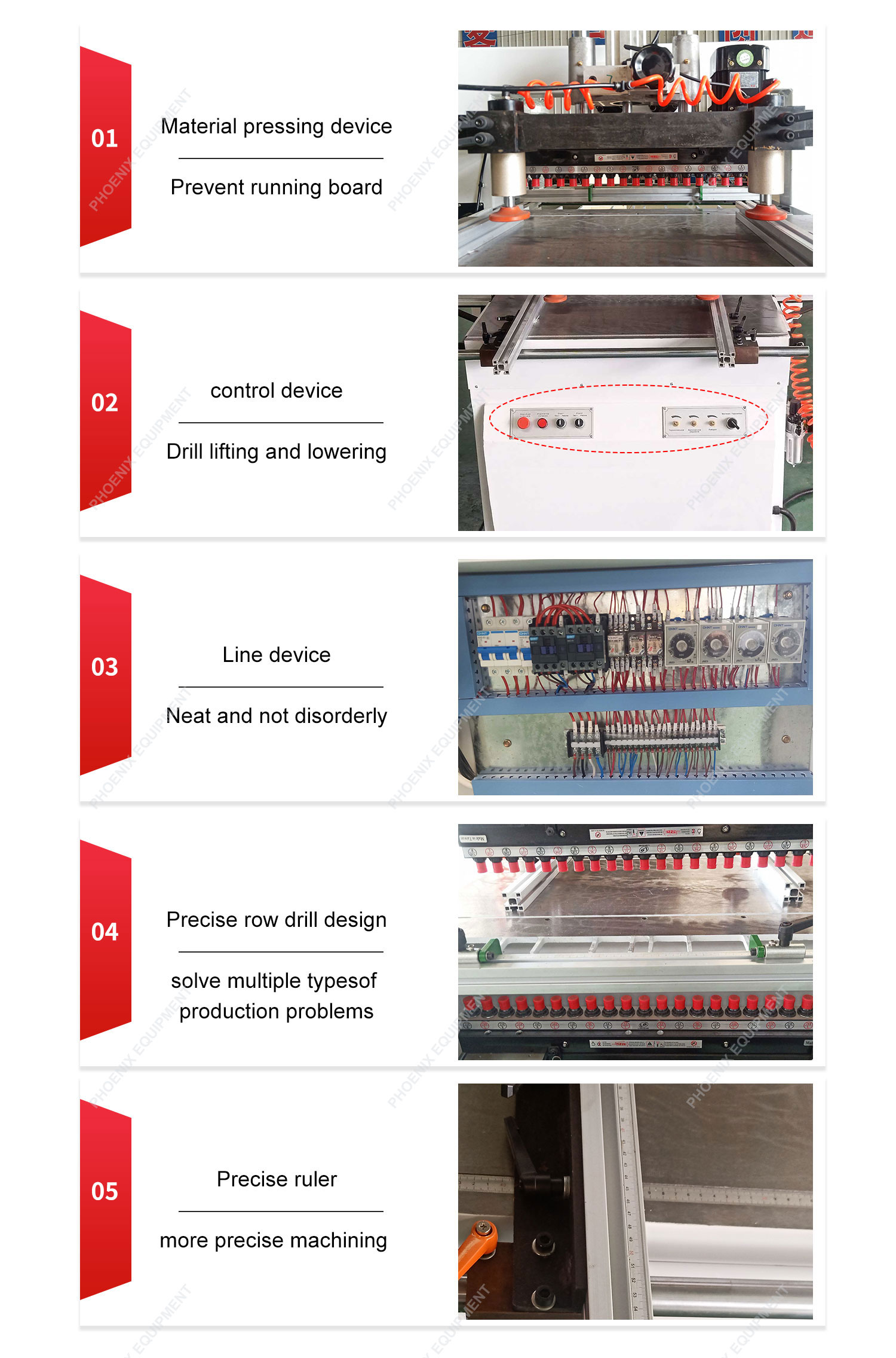 45 Degrees Multifunction Double Row Woodworking Drilling Machine Wood Boring Machine