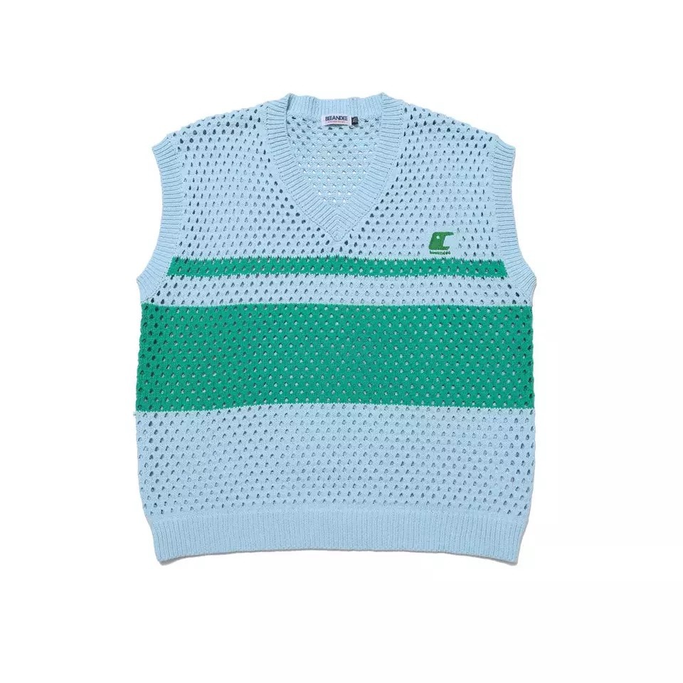 Spring and Fall Mesh Contrast V-Neck Men&prime; S Knitted Sweater Vest