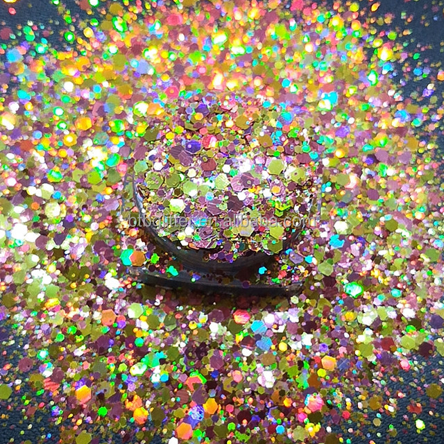 Polyester Bright Rainbow Candy Sparkle Mixes Shapes Chunky Glitter Confetti Customized for Your Requirements