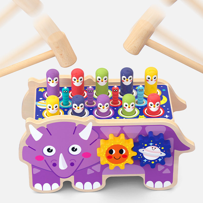 Wooden Cartoon Hitting Ground Mouse Building Blocks for Children's Early Education