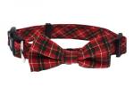Butterfly Knot Dog Walking Collars , Cute Dog Collars Plaid Fashionable