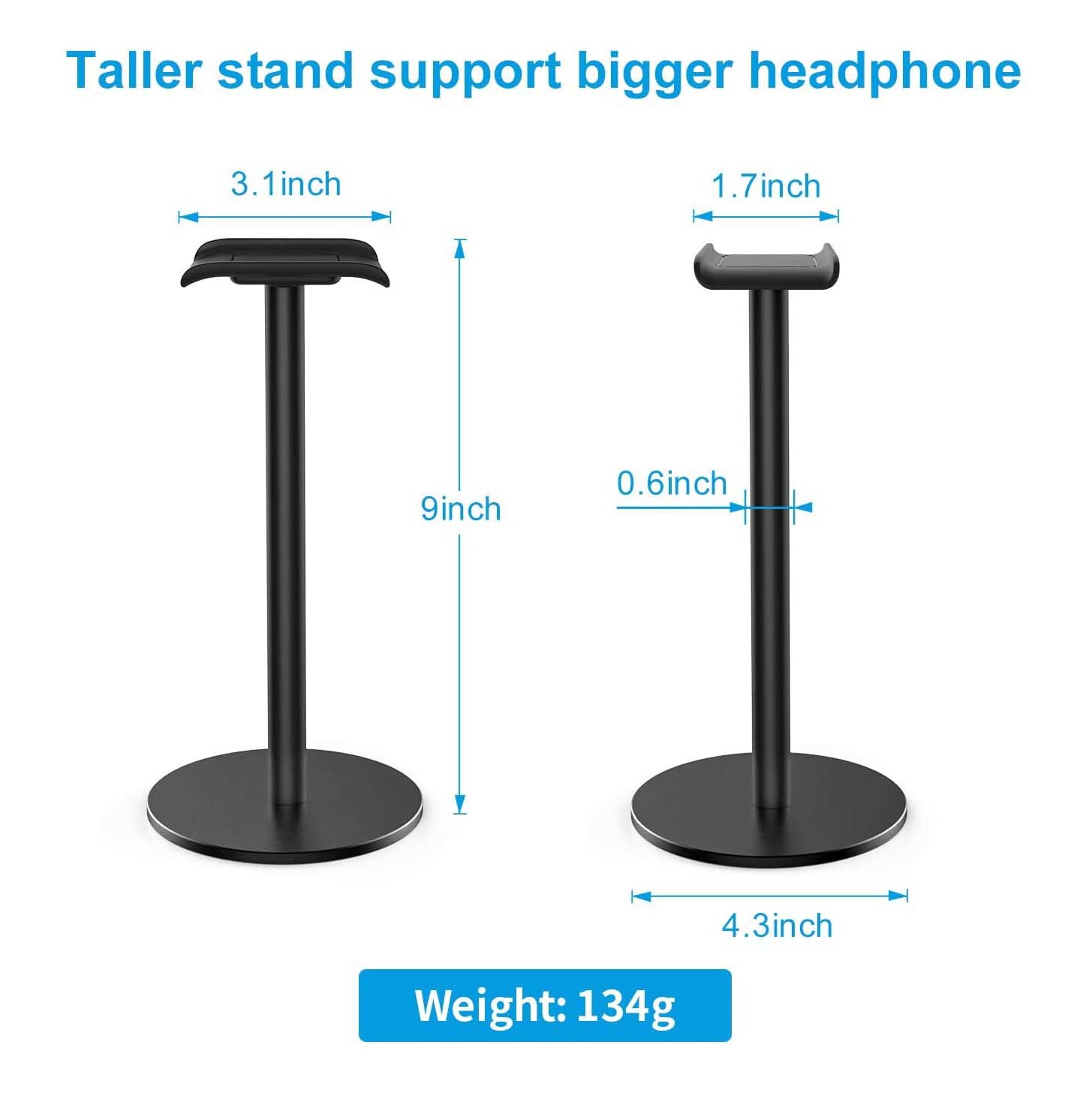 Portable Universal Gaming Headset Holder Aluminum Desktop Headphone Stand 225mm