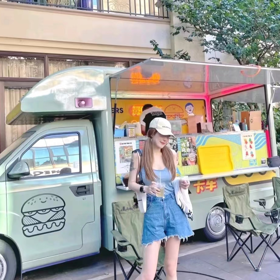Food Cart Beverage Vending Cart Outdoor Mobile Fast Food Trailer for Customized Mobile