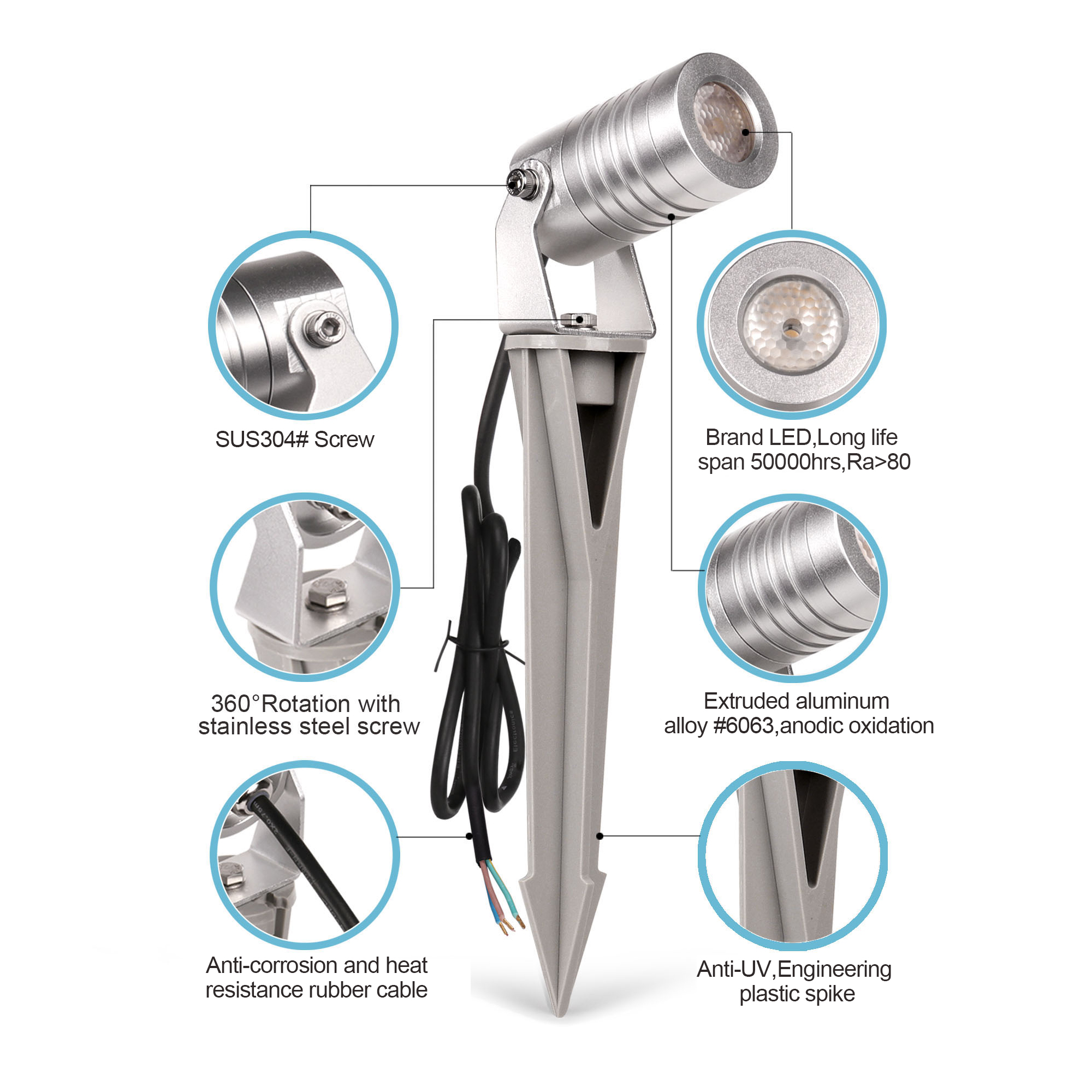 Modern LED Garden Spot Light Aluminum Waterproof Ip65 LED Spike Light