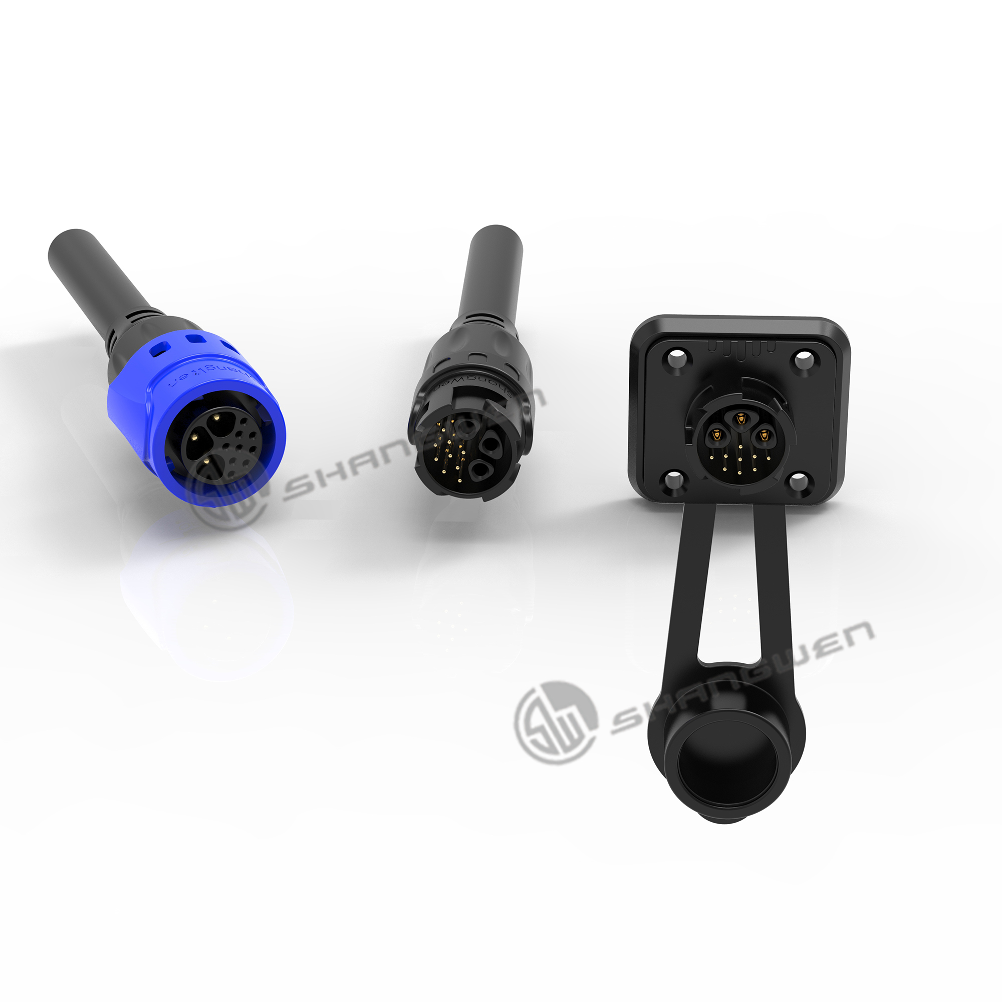 M19 waterproof Connector Self Locking Industrial Female Connector 3+9 PinSignal power integrated