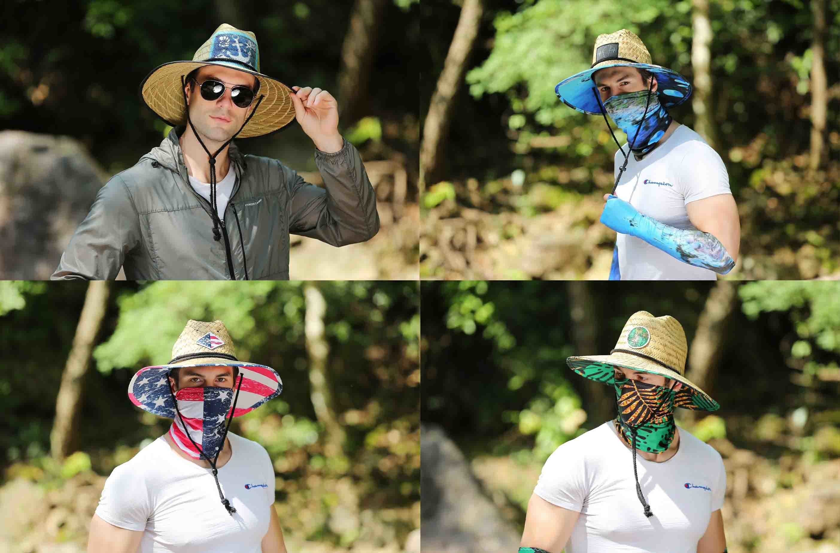 11.5cm Wide Brim Patch Straw Hat Woven Raffia Grass For Surfing
