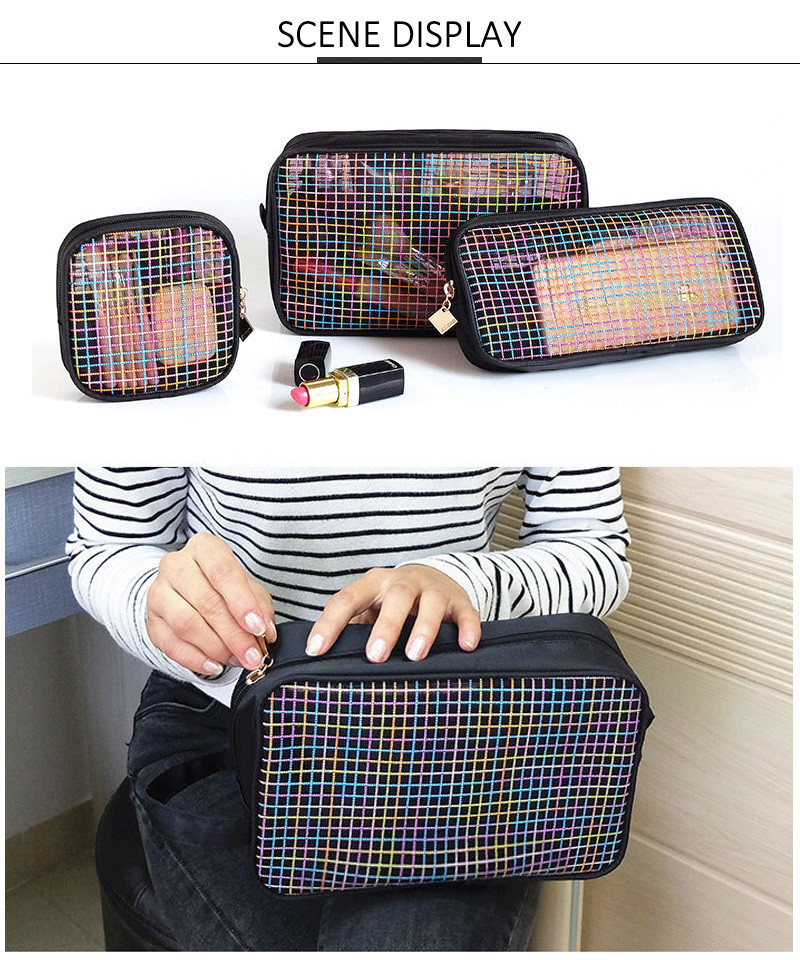 Travel Zipper Washing Mesh Polyester Cosmetic Bag