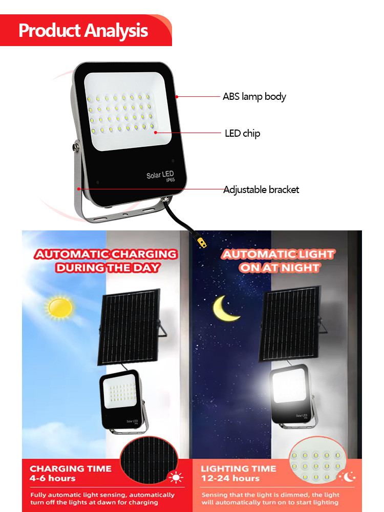 KCD 30w 50w 100w 200w 300w 600w Brightest Lens Slim Dusk To Dawn Outdoor IP65 Garden Solar Powered RGB LED Flood Light