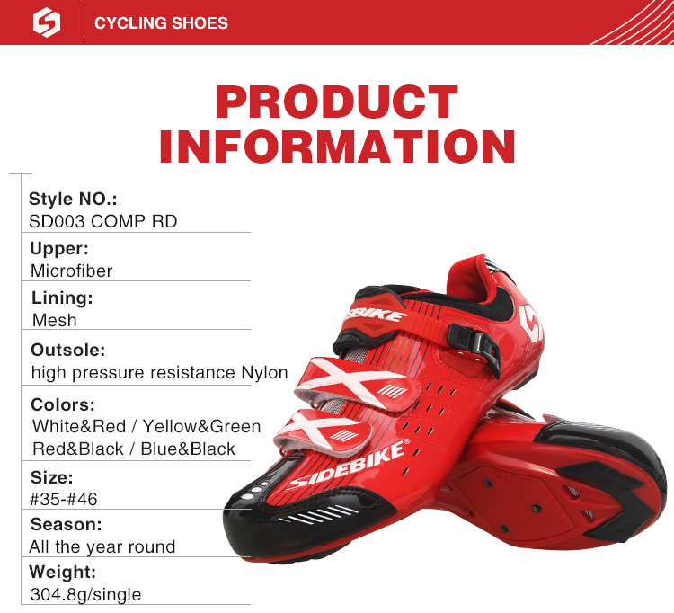Red Lock Pedal Road Bike Cycling Shoes Red And Black Color Slip Resistance