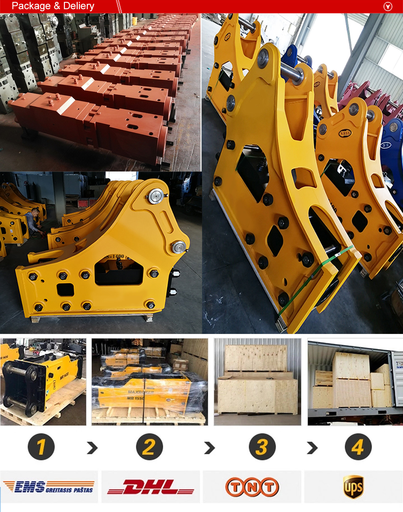 BeiYi Various excavator hydraulic rock breaker hammer for 3-50tons excavator side type breaker box type breaker