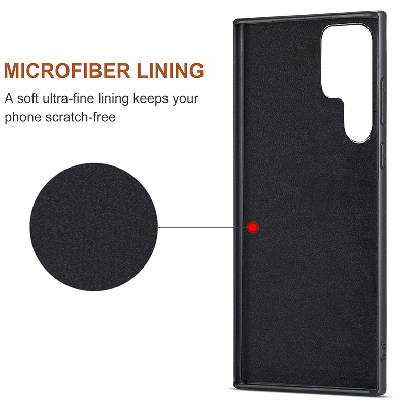 NO Private Mold PU Leather Magnetic Card Pocket Case for Samsung Galaxy S22 S23 Ultra