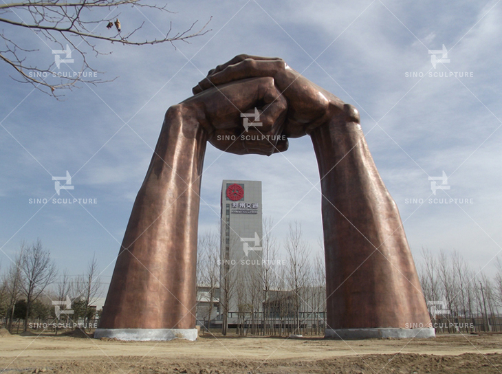 View of after full installation of the bronze monumental sculpture