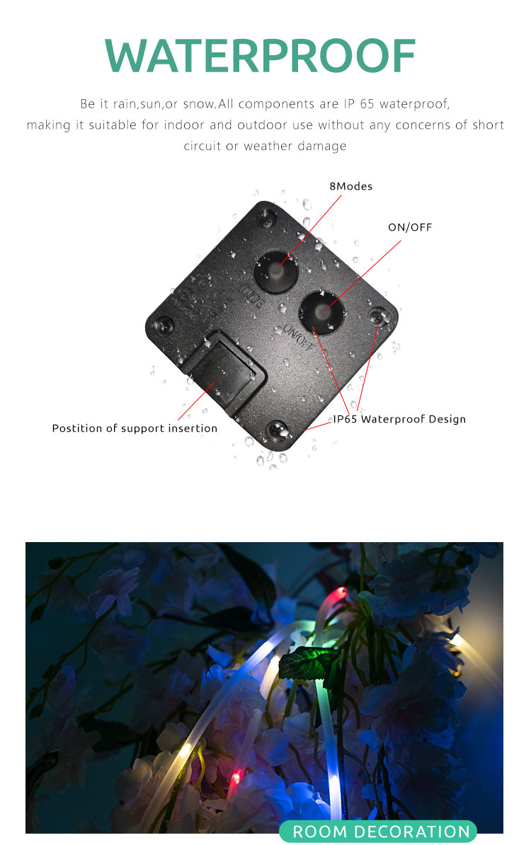 Color Changing Solar Powered Led Strip Lights Waterproof Ip44 Multipurpose String Light