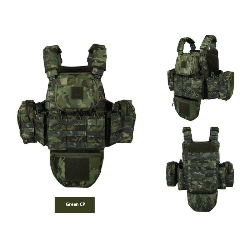 All - protective Tactical Vest for Outdoor Military Enthusiasts, MOLLE - modular Camouflage Waistcoat in Black, Complete Set of Equipment
