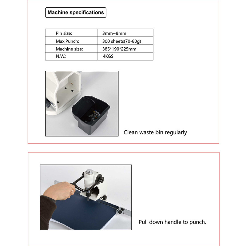 Single Round Hole 8mm 300 Sheets Automatic Paper Punching Machine For Notebook