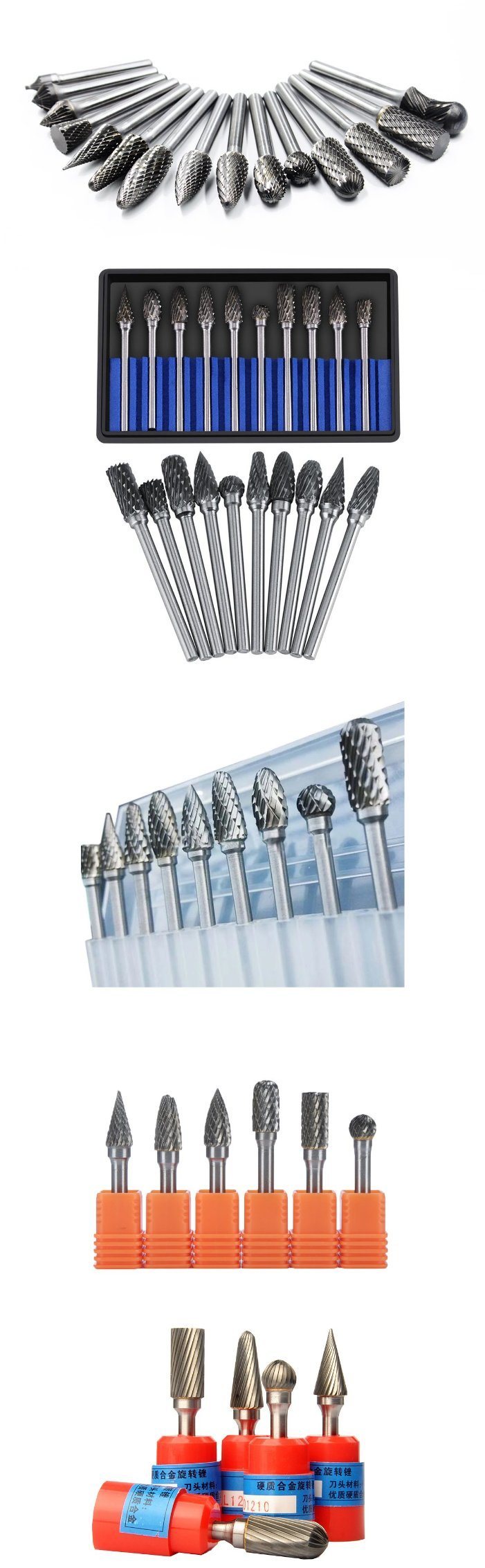 10PCS 1/8&quot; Shank Dia Tungsten Carbide Rotary File Burr Cutter 3*6 mm Porting Tools Carbide Burrs Power