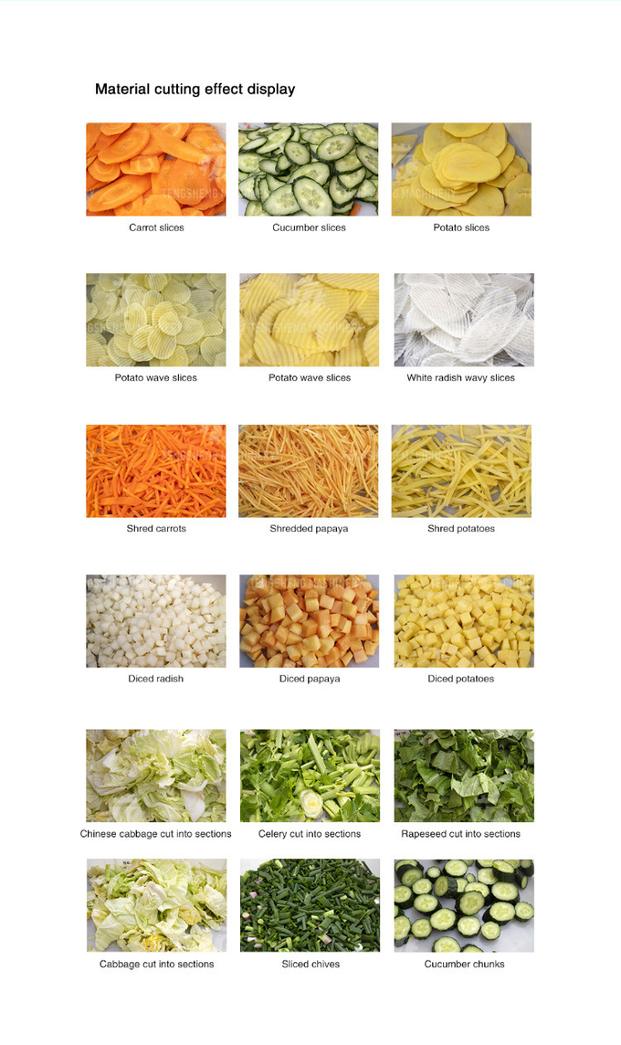 2.25kw 1000kg/h Vegetable Cutter Potato Slicer Machine