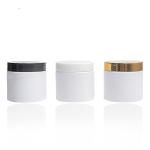 Wide Mouth PET Round Plastic Canisters 100ml Black Cosmetic Jars With Gold Lid