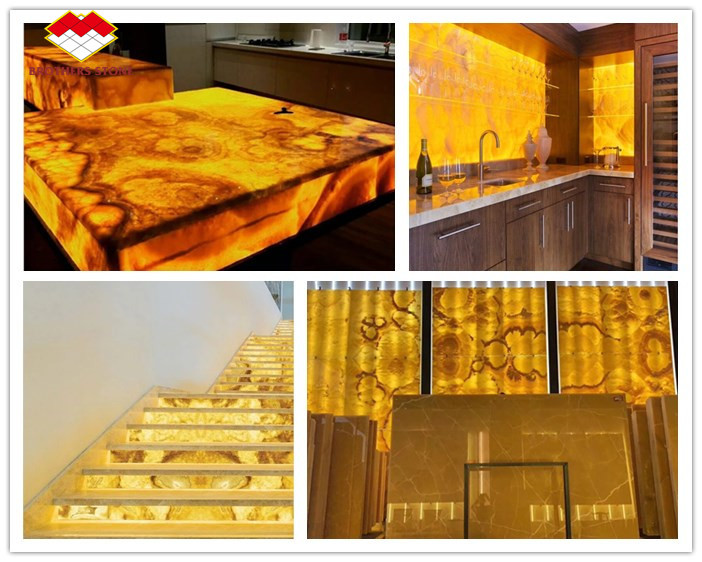Thickness Tolerance /- 1mm Antique Book Match Yellow Onyx Marble for Lavabo Component