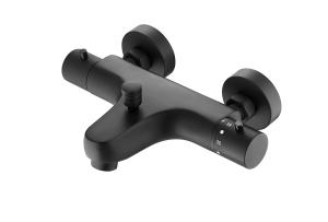 China Matt Black Bath Shower 38 Degrees Thermostatic Faucet Dual Handle wholesale