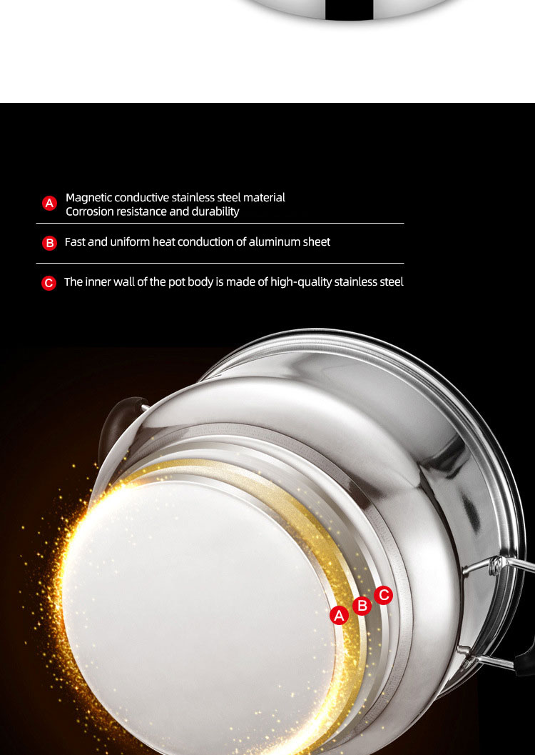 Commercial Cookware Multilayer Stainless Steel Steamer Pot Large Capacity Cooking Pot With SS Lid