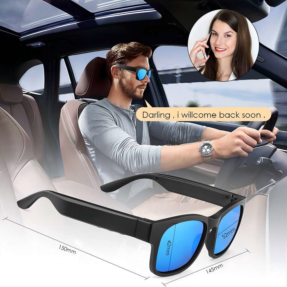 PC Frame Polarized Bluetooth Video Sunglasses 2.5 Hours Charging 400mAh