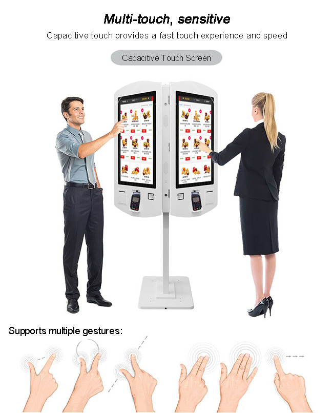 Slimline Self Ordering Kiosk 32in Self Service Pos Kiosk With Gesture Control