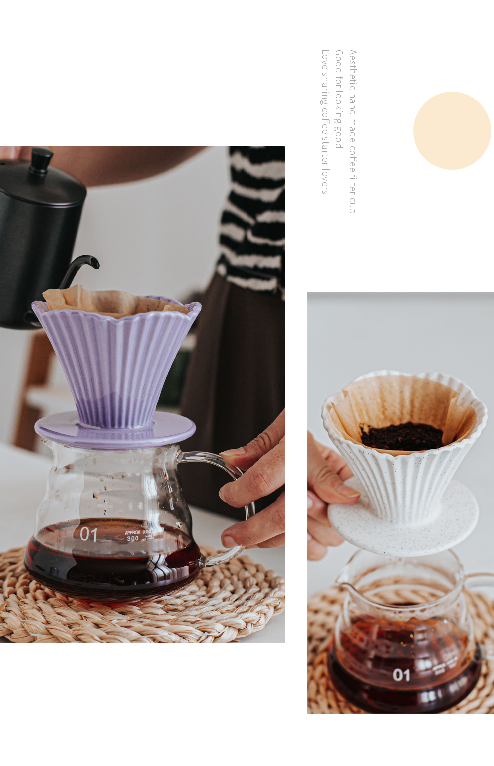 Straight Ceramic Reusable Hand Brew Coffee Filter Cup Convenient For Office And Home