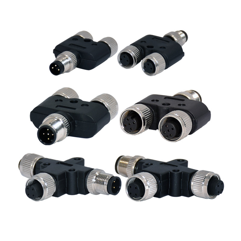 M12 Waterproof Connector M12 Assembly A Coding 4pins Circular Male T Type Connector