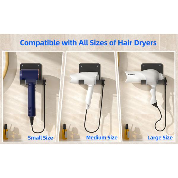 Upgrade Stainless Blow Dryer Holder Fabric Type Hair Dryer Hook Wall Mounted Organizer