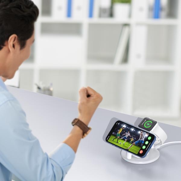 Portable Triple Charging Station - 15W Magnetic Fast Charging for Phone, Watch, and Headphones, Certified Quality, Space
